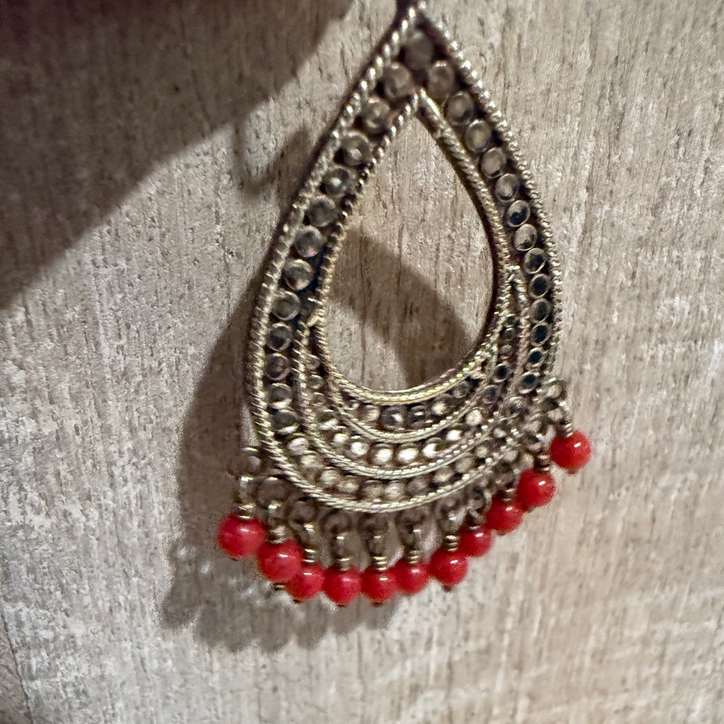 Anna Beck Silver And Red Dangle Earrings